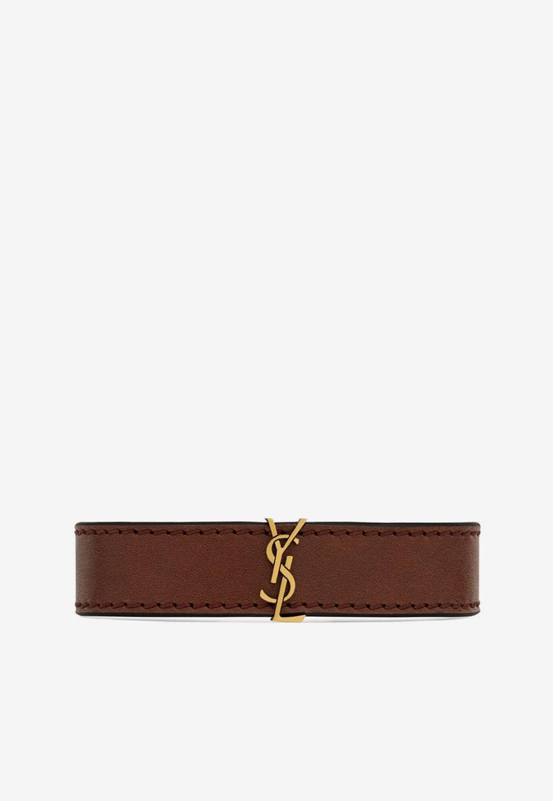 Saint Laurent Cassandre Leather Bracelet Brown 777330AAC5S2447_80169