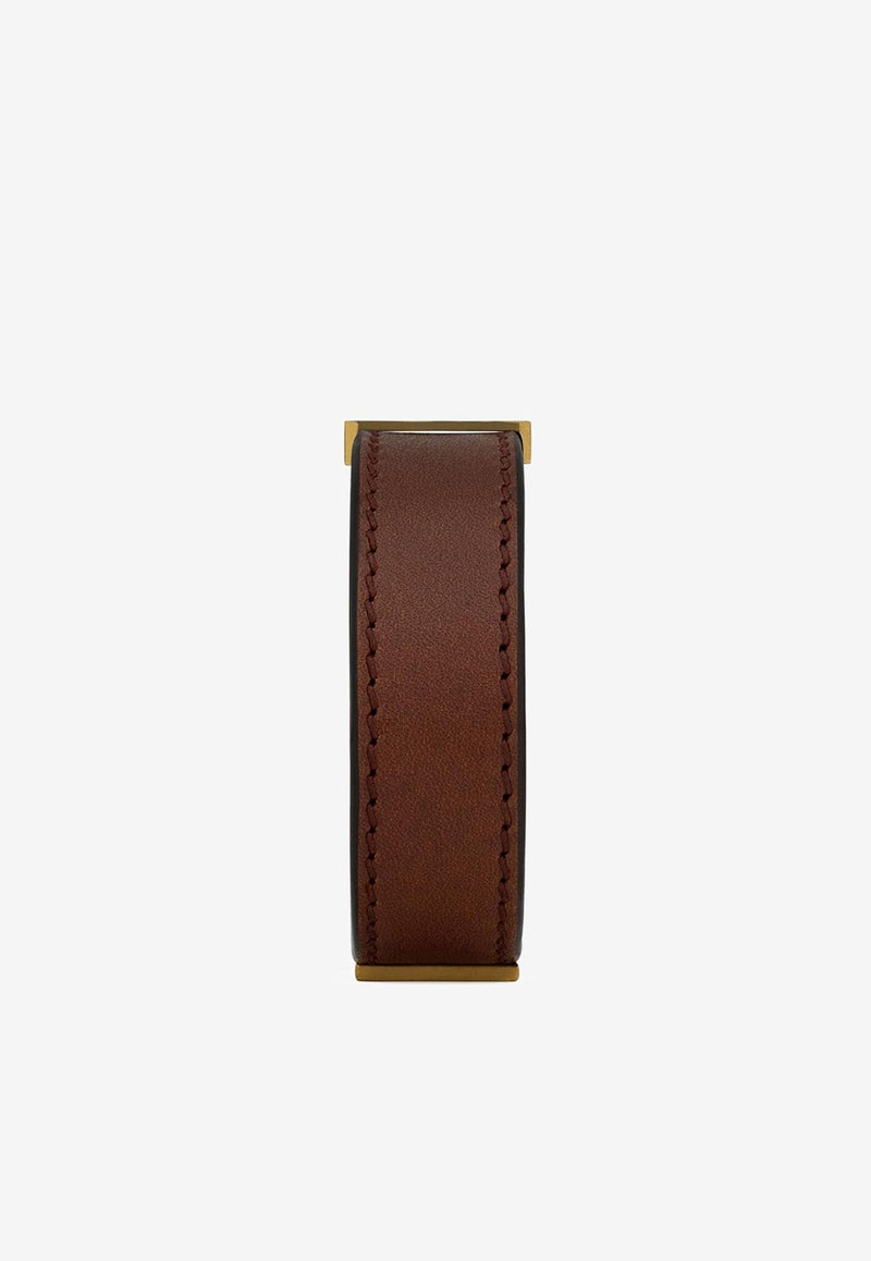 Saint Laurent Cassandre Leather Bracelet Brown 777330AAC5S2447_80169