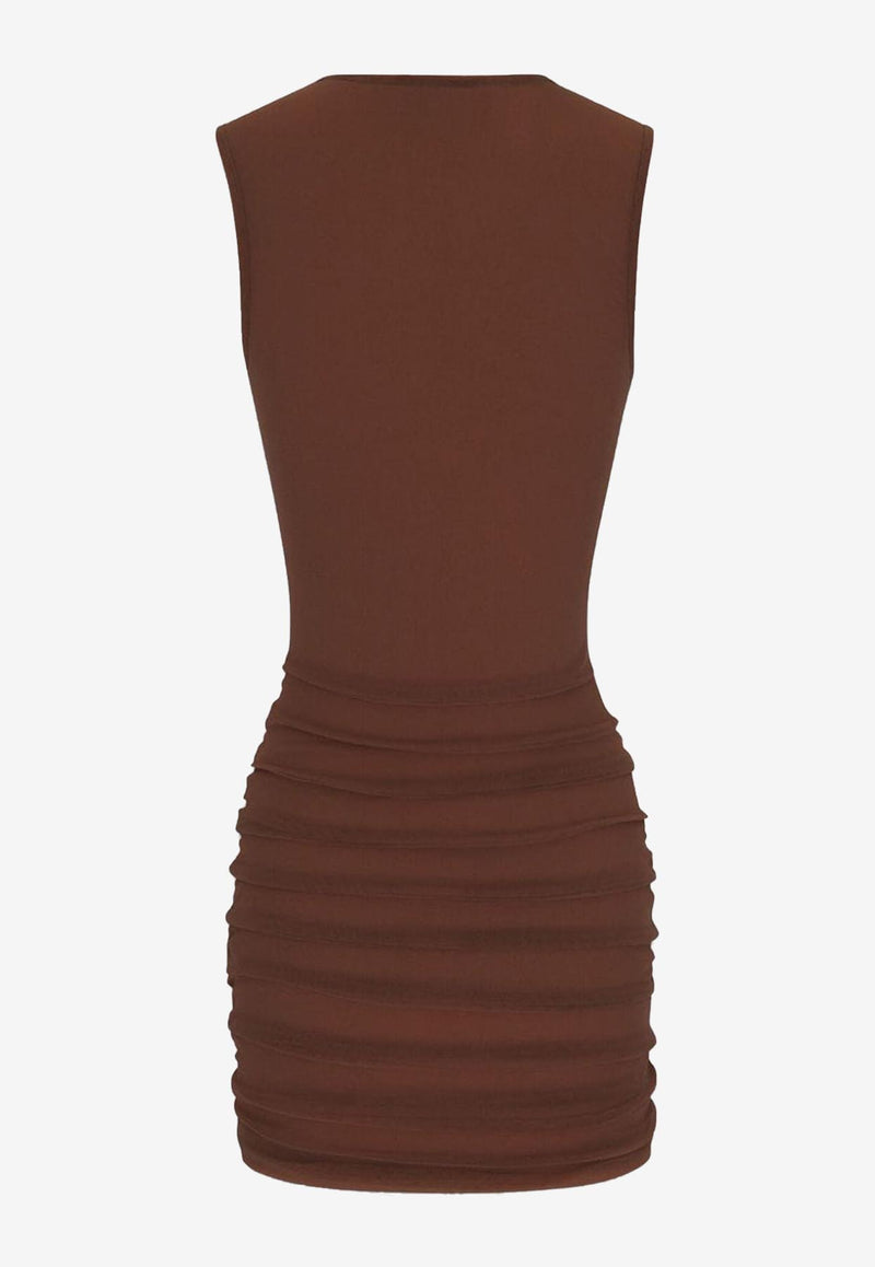 Saint Laurent Draped Mini Dress Brown 779419Y4C072360_80170