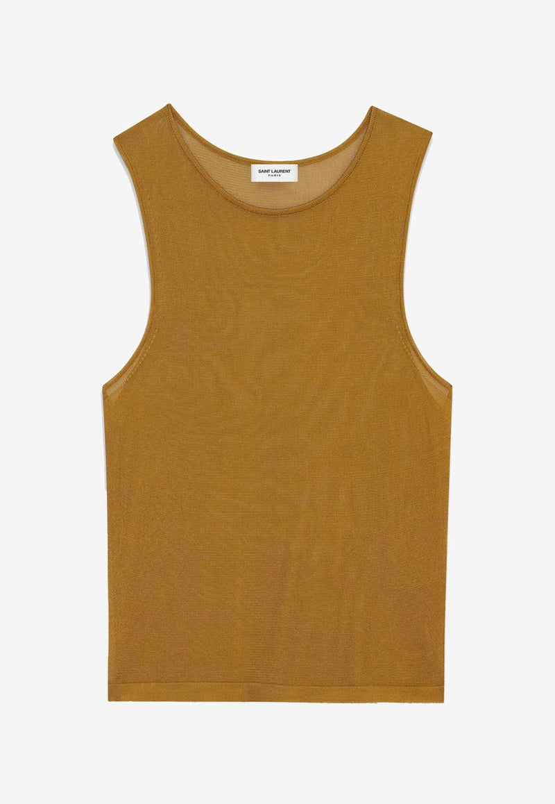 Saint Laurent Ribbed Knit Tank Top Brown 776573Y75ZA8092_80178