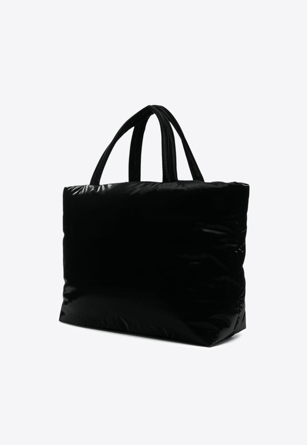 Saint Laurent Logo Debossed Silk Canvas Tote Bag Black 756269FACY81000_80194