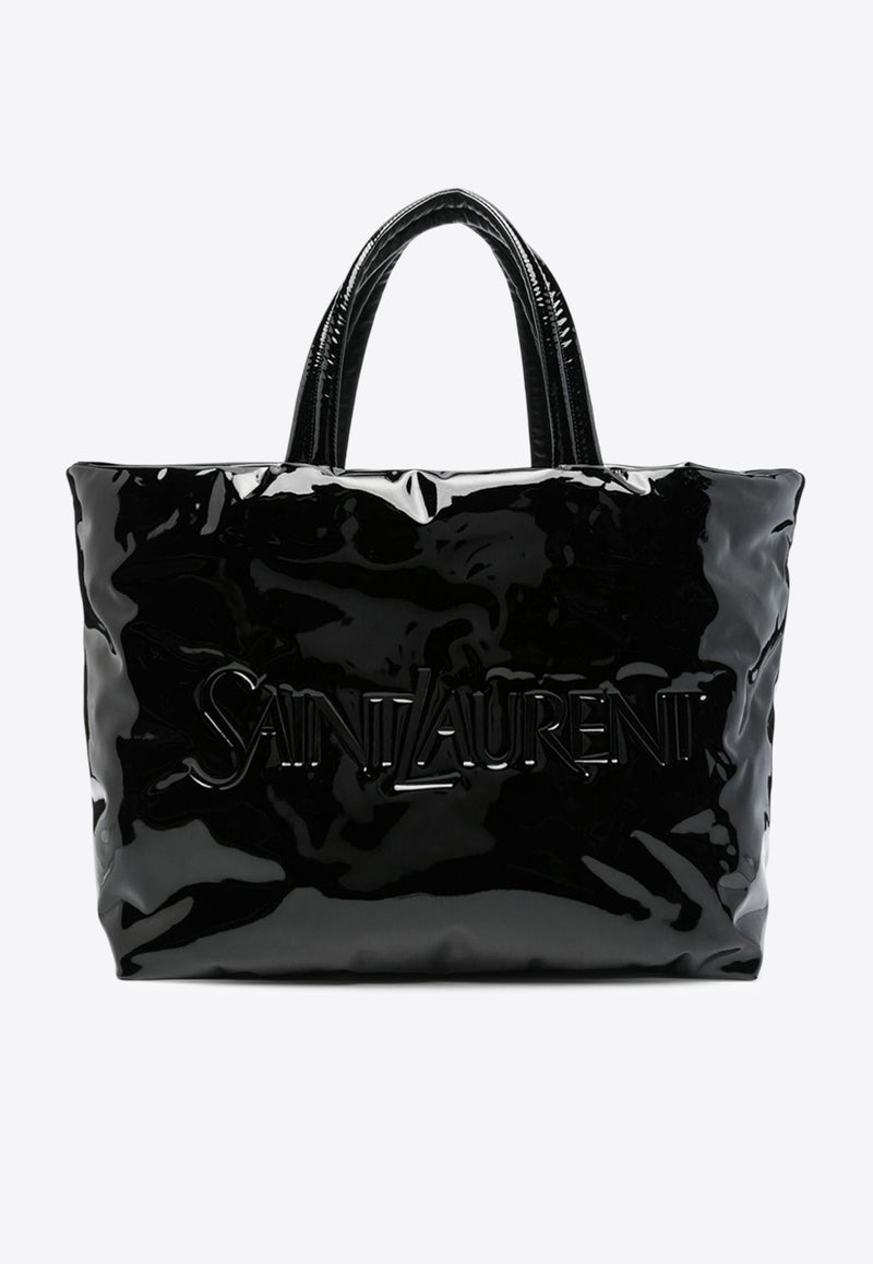 Saint Laurent Logo Debossed Tote Bag Black 777487FAC2Z1000_80198