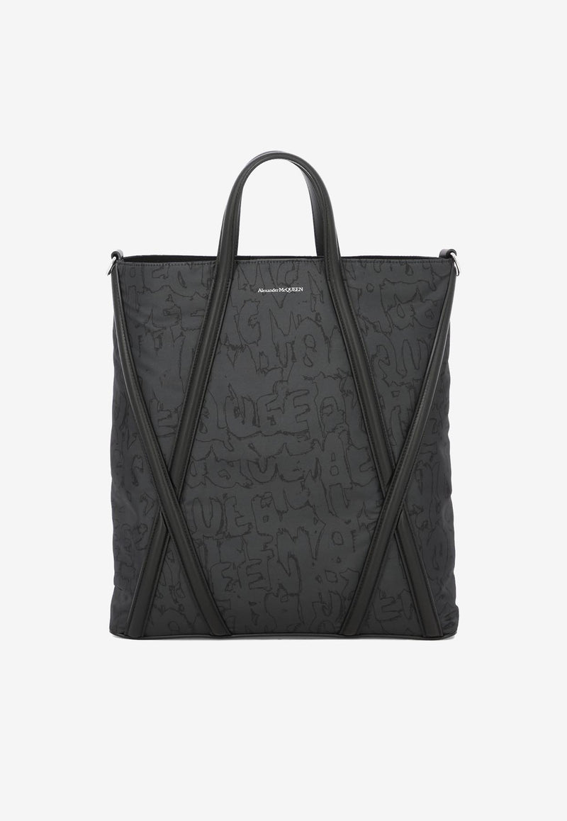 Alexander McQueen Harness Graffiti Tote Bag Black 7747671AAQ01000_80215