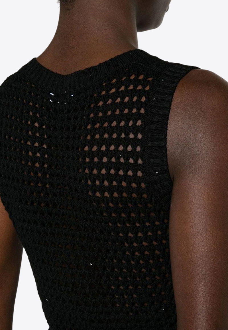 Brunello Cucinelli Sequin-Embellished Knitted Vest Black MDV796800C101_80217