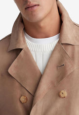 Brunello Cucinelli Double-Breasted Suede Coat Brown MPCAI1976CFP05_80212