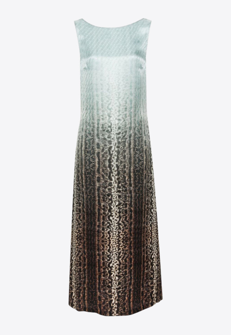 Fendi FF Jacquard Ombre Silk Maxi Dress Light Blue FDD027ARUFF08S8_80220