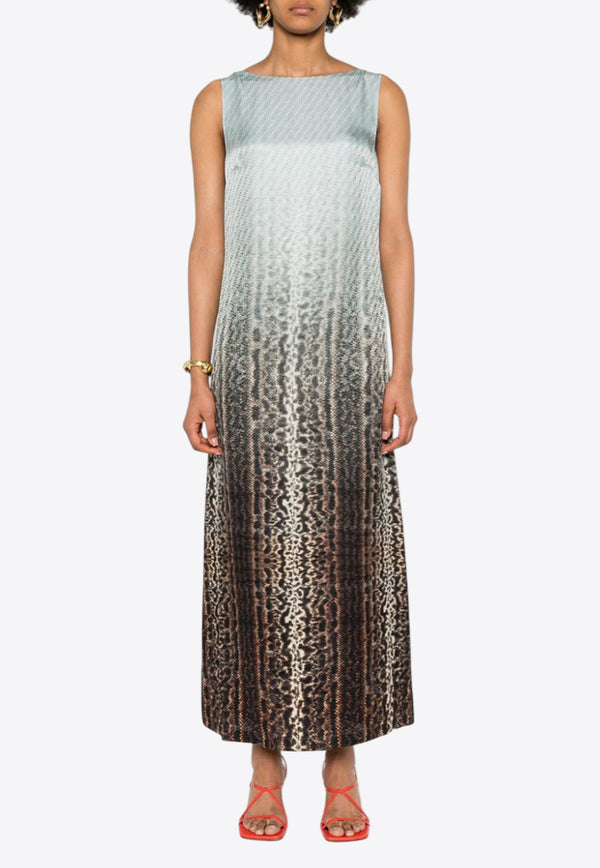 Fendi FF Jacquard Ombre Silk Maxi Dress Light Blue FDD027ARUFF08S8_80220