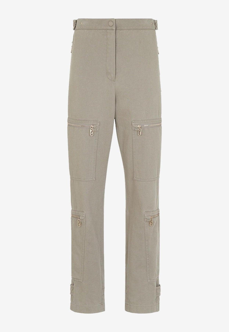 Fendi Straight-Leg Pants with Zipped Pockets Beige FR6415AM34F1J7B_80211