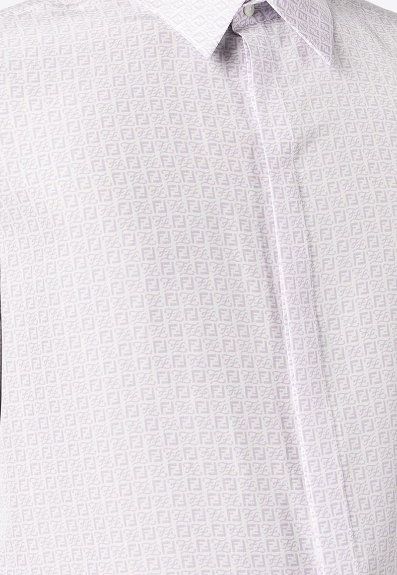 Fendi FF Jacquard Long-Sleeved Shirt White FS0585AI8PF0F5U_80213