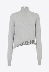 Fendi Logo Wool Sweater with Strap Gray FZX934ANJJF0TAZ_80219