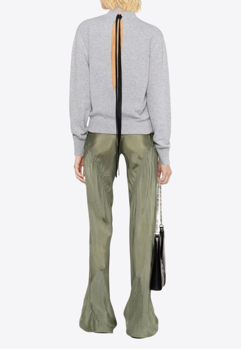 Fendi Logo Wool Sweater with Strap Gray FZX934ANJJF0TAZ_80219