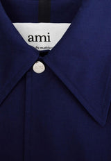 AMI PARIS Logo Embroidered Overcoat Blue HC0004.C00010491_80276