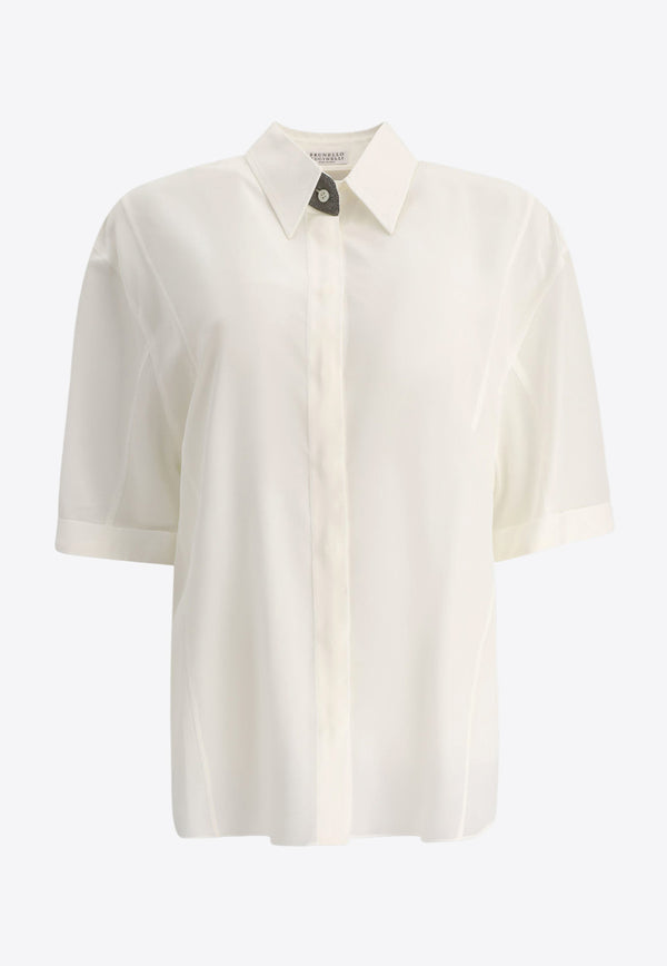 Brunello Cucinelli Precious Short-Sleeved Shirt White MB993MV646C600_80229