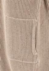 Brunello Cucinelli Diamante Knitted V-neck Cardigan Beige MDV754606C059_80226