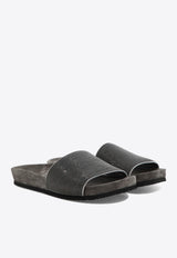 Brunello Cucinelli Monili Embellished Leather Slides Gray MZMIG1390CG546_80288