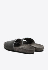 Brunello Cucinelli Monili Embellished Leather Slides Gray MZMIG1390CG546_80288