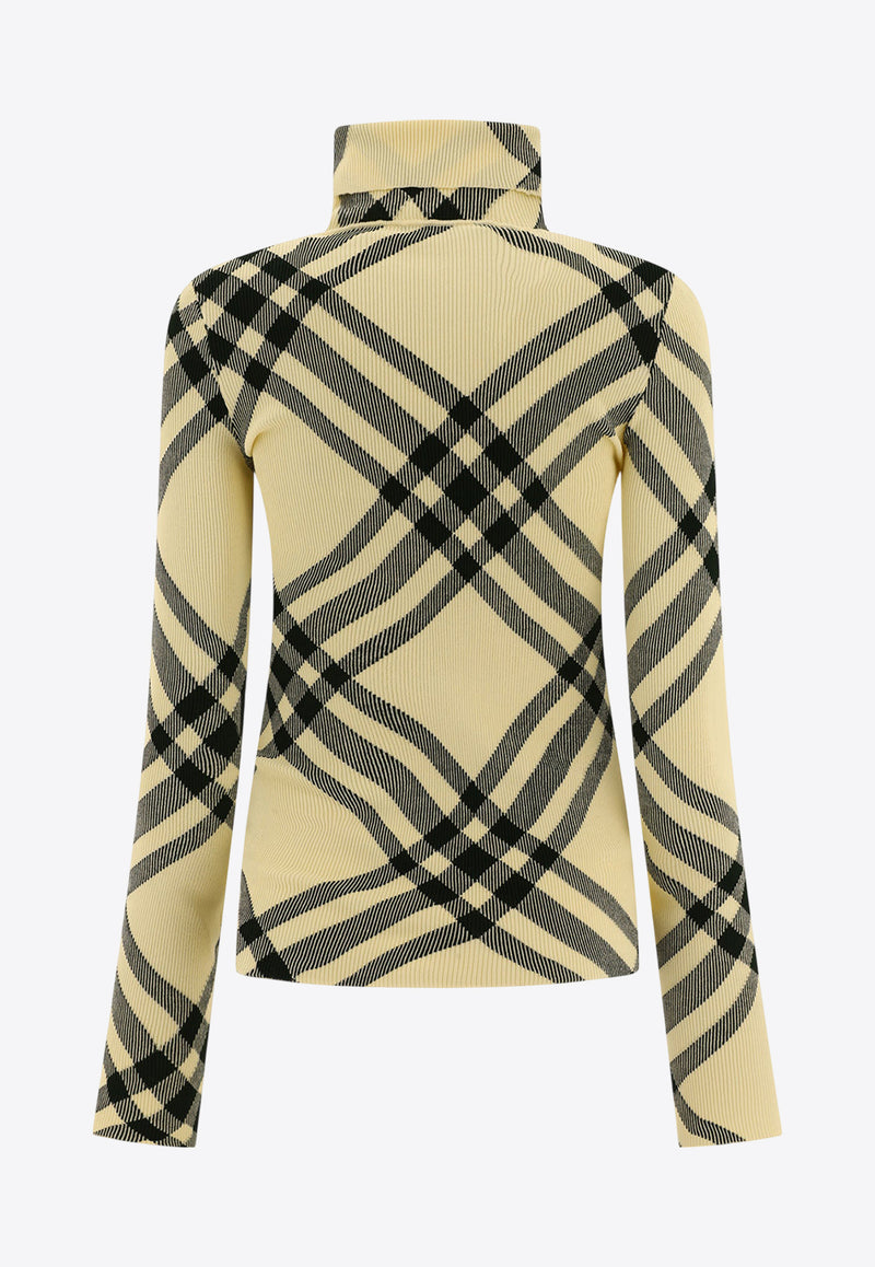 Burberry High-Neck Checked Sweater Beige 8080965_80230