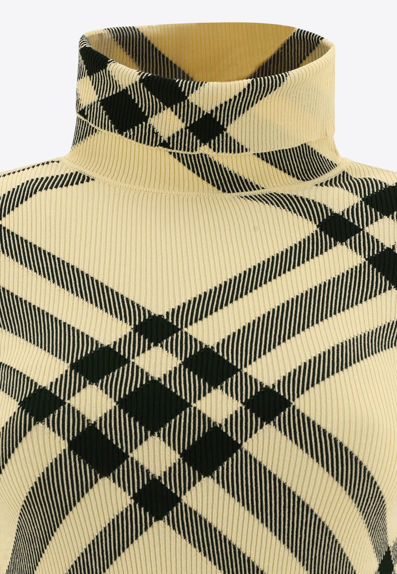 Burberry High-Neck Checked Sweater Beige 8080965_80230