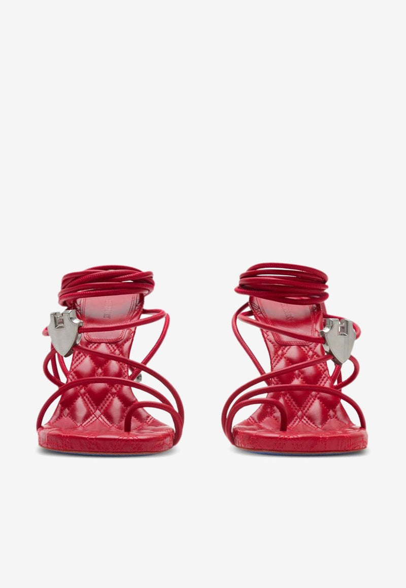 Burberry Ivy Shield 105 Wraparound Leather Sandals Red 8088746_80254