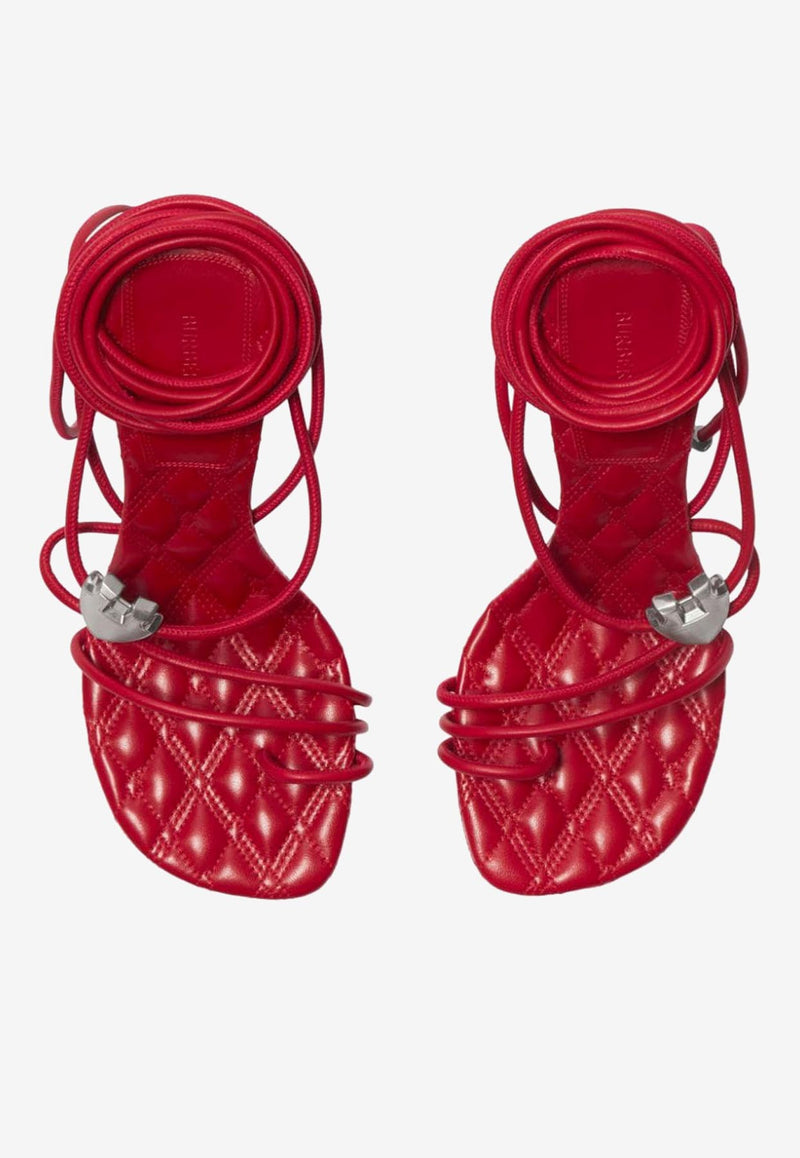 Burberry Ivy Shield 105 Wraparound Leather Sandals Red 8088746_80254