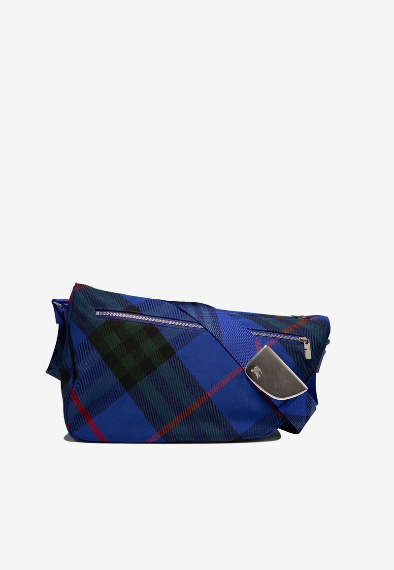 Burberry Shield Checked Shoulder Bag  Blue 8089303_80257