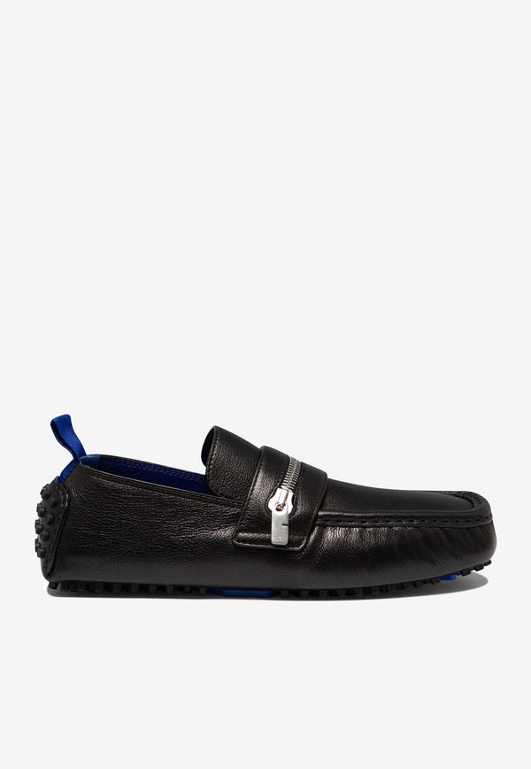 Burberry Motor Zip Leather Loafers  Black 8088131_80322