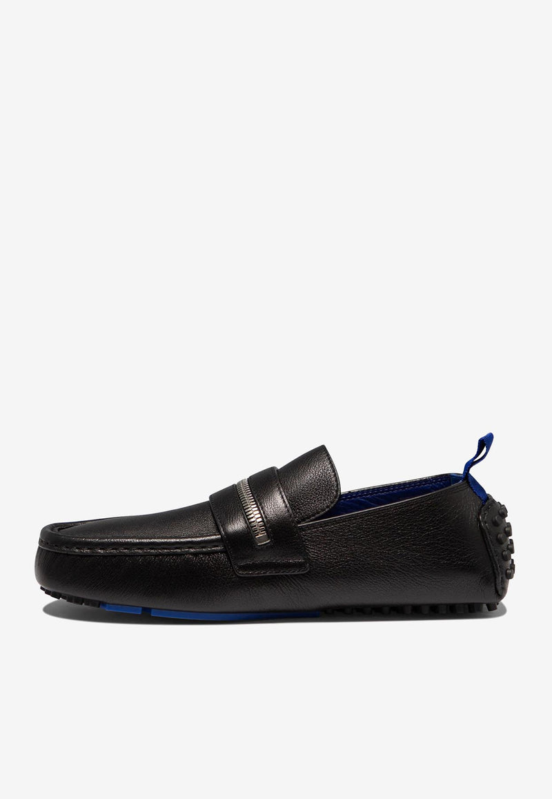 Burberry Motor Zip Leather Loafers  Black 8088131_80322