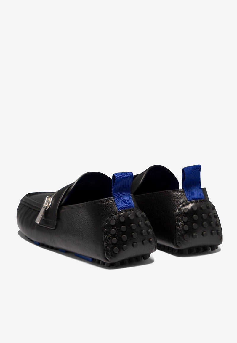Burberry Motor Zip Leather Loafers  Black 8088131_80322
