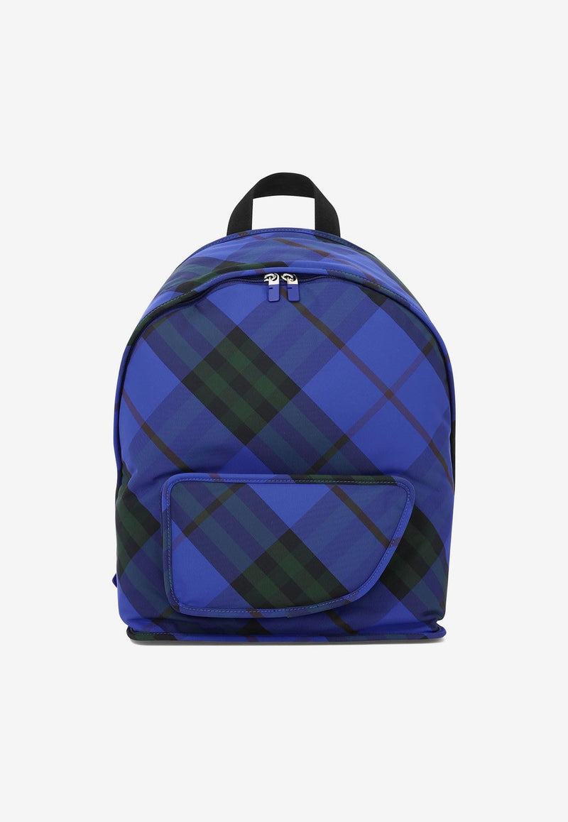 Burberry Shield Checked Canvas Backpack Blue 8085321_80354
