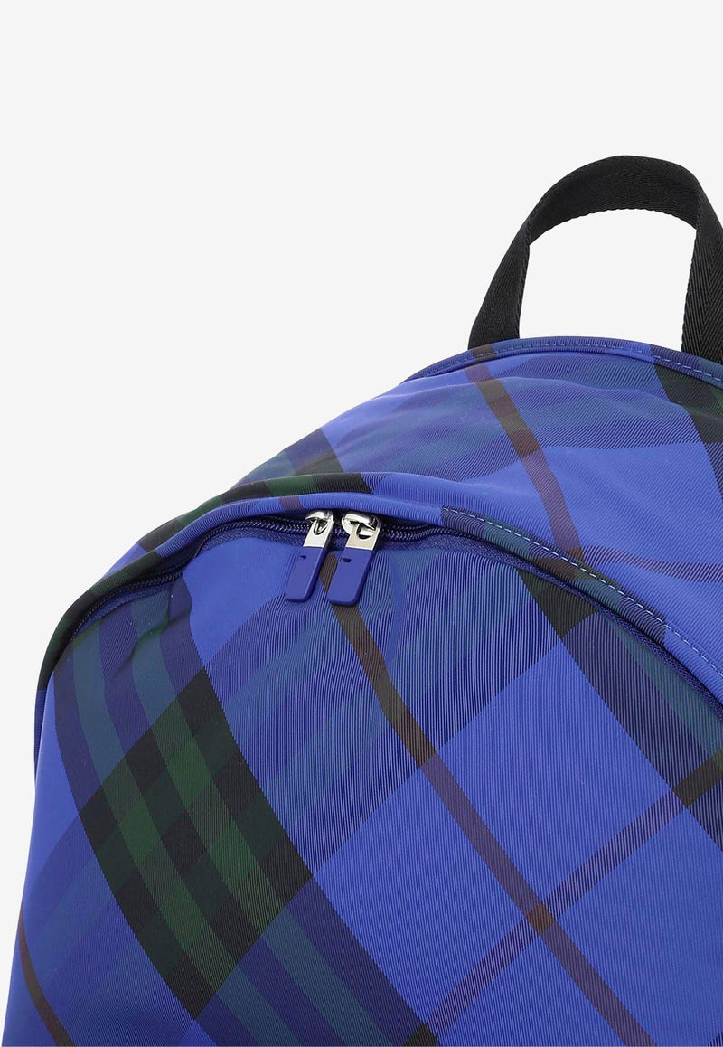 Burberry Shield Checked Canvas Backpack Blue 8085321_80354