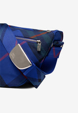 Burberry Shield Checked Shoulder Bag  Blue 8089303_80257
