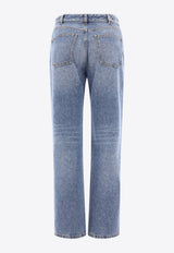 Chloé Foggy High-Rise Jeans with Monogram-Charm Light Blue C24SDP03157470_80341