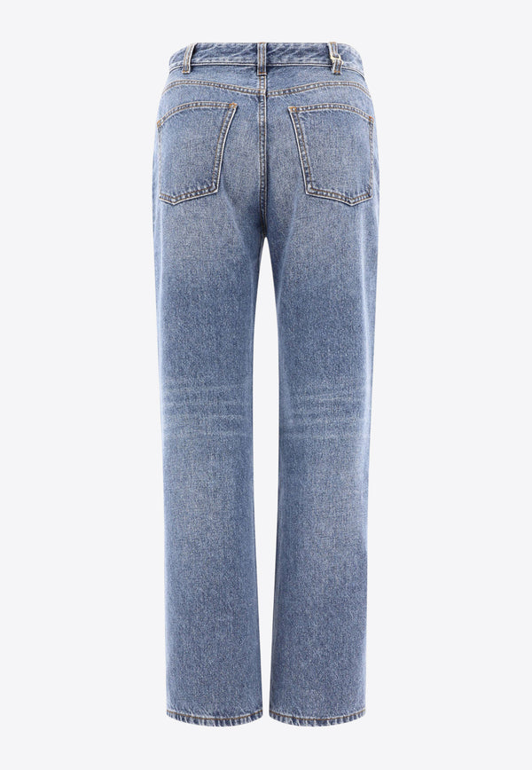 Chloé Foggy High-Rise Jeans with Monogram-Charm Light Blue C24SDP03157470_80341