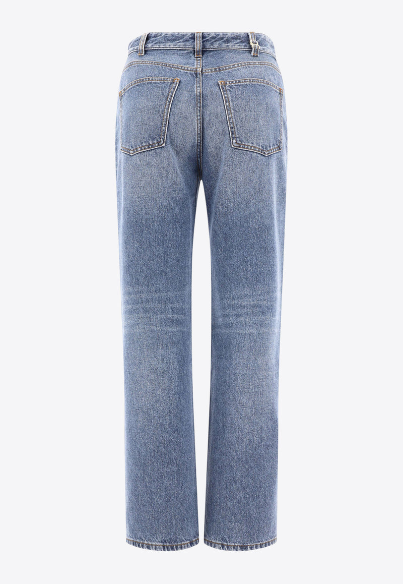 Chloé Foggy High-Rise Jeans with Monogram-Charm Light Blue C24SDP03157470_80341