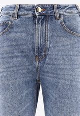 Chloé Foggy High-Rise Jeans with Monogram-Charm Light Blue C24SDP03157470_80341