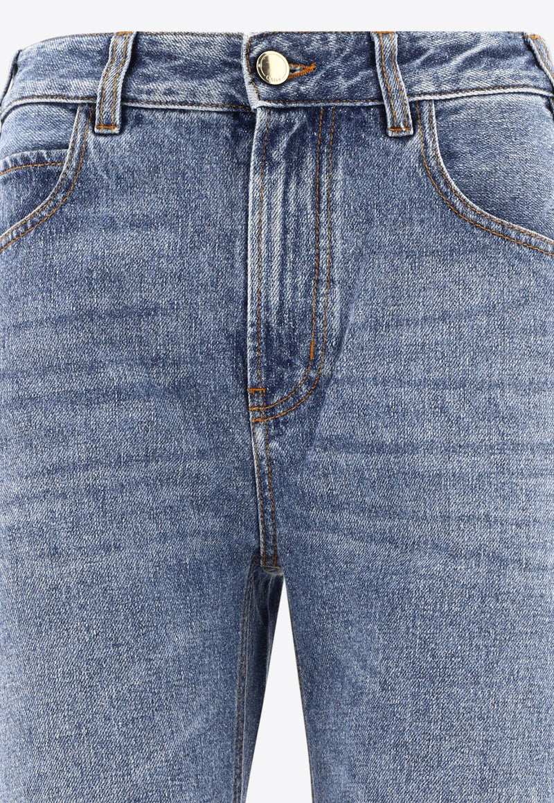 Chloé Foggy High-Rise Jeans with Monogram-Charm Light Blue C24SDP03157470_80341