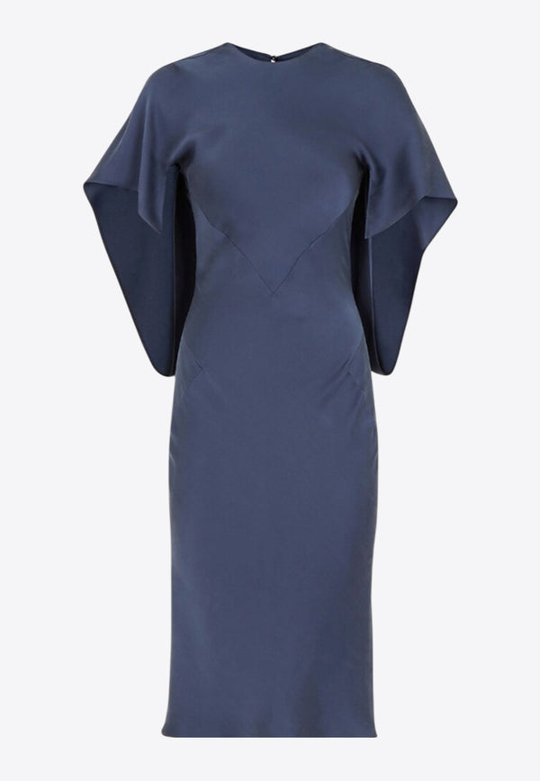 Fendi Cape Silk Midi Dress Blue FDC507AM3DF1J79_80249
