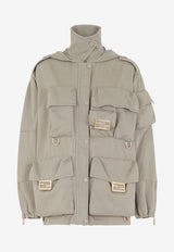 Fendi High-Neck Field Jacket Beige FJ7323AM34F1J7B_80365
