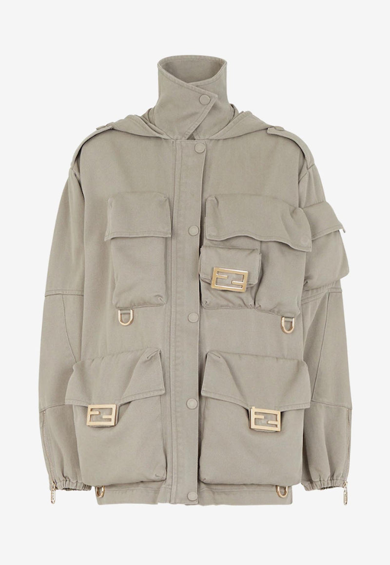 Fendi High-Neck Field Jacket Beige FJ7323AM34F1J7B_80365