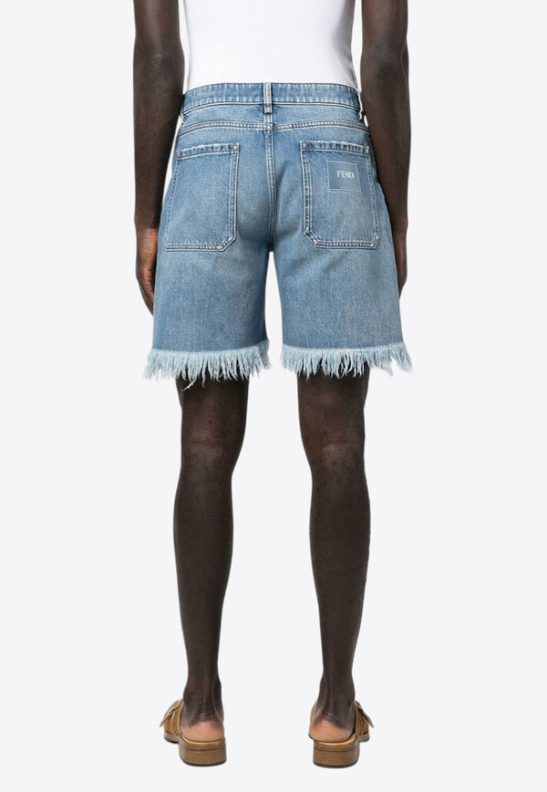 Fendi Frayed Denim Shorts Light Blue FLP307AN4WF0QG0_80362