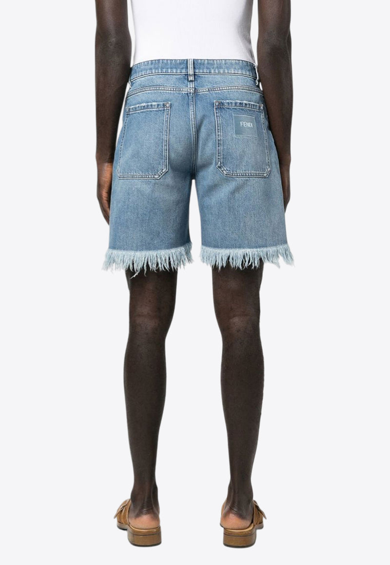 Fendi Frayed Denim Shorts Light Blue FLP307AN4WF0QG0_80362