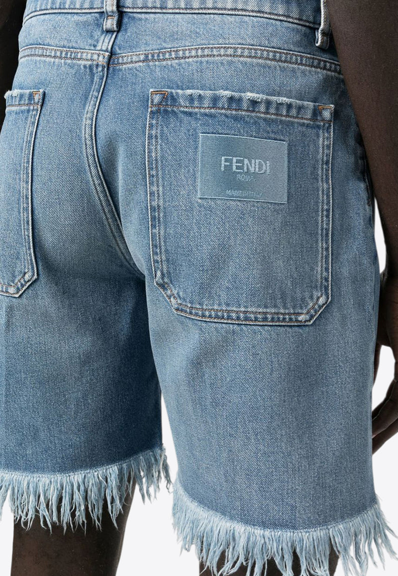 Fendi Frayed Denim Shorts Light Blue FLP307AN4WF0QG0_80362