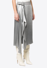 Fendi Satin Draped Midi Skirt Gray FQ7449ANQ9F0RTU_80268