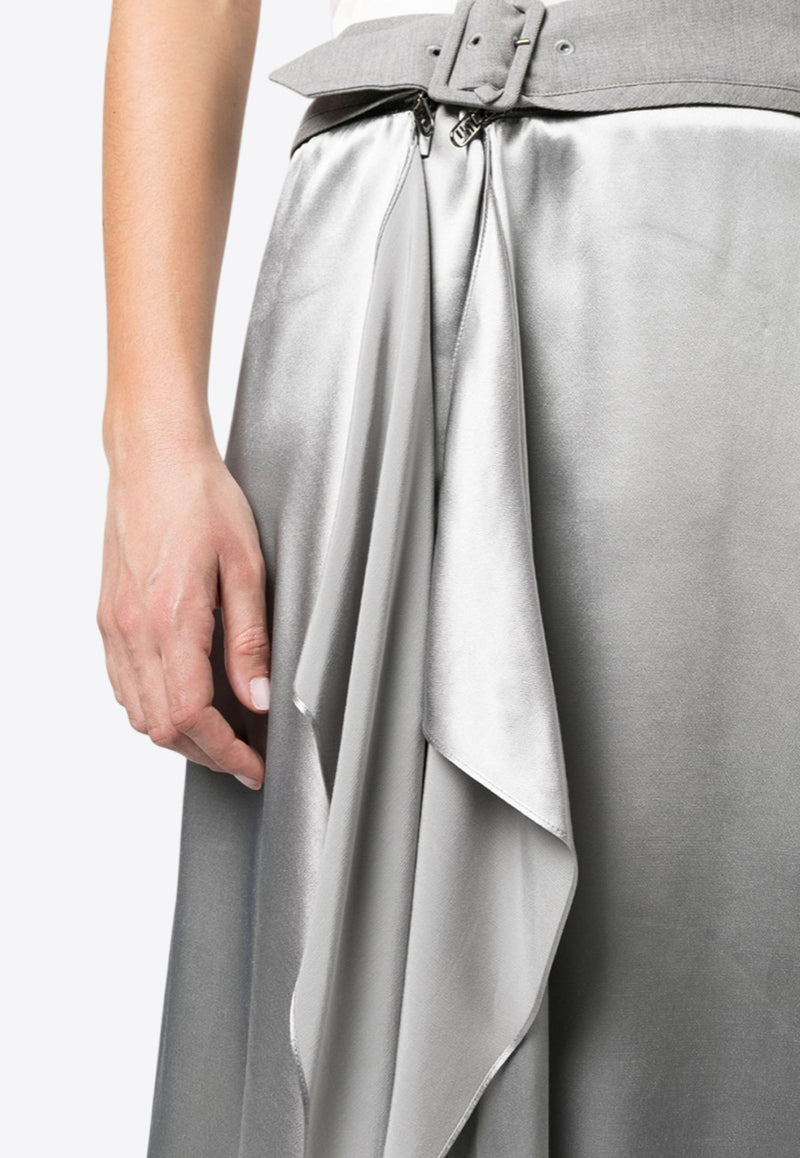 Fendi Satin Draped Midi Skirt Gray FQ7449ANQ9F0RTU_80268