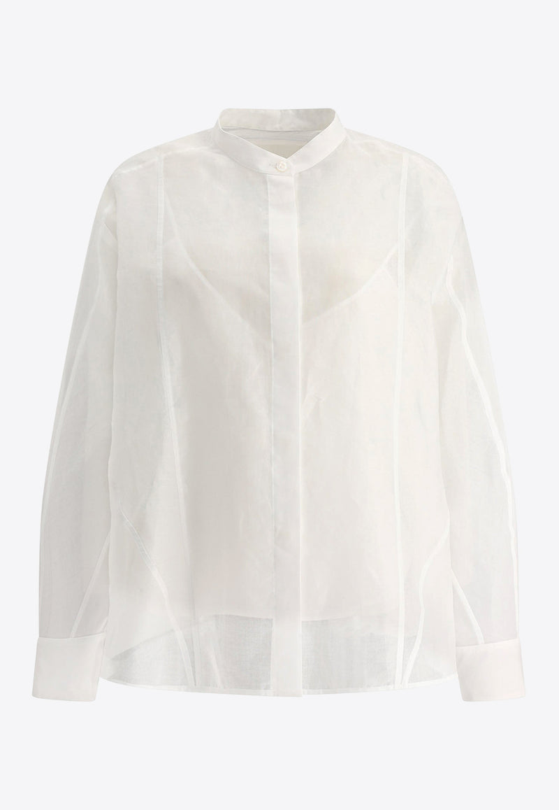 Jil Sander Mandarin Collar Blouse White J02DL0102J45014100_80238