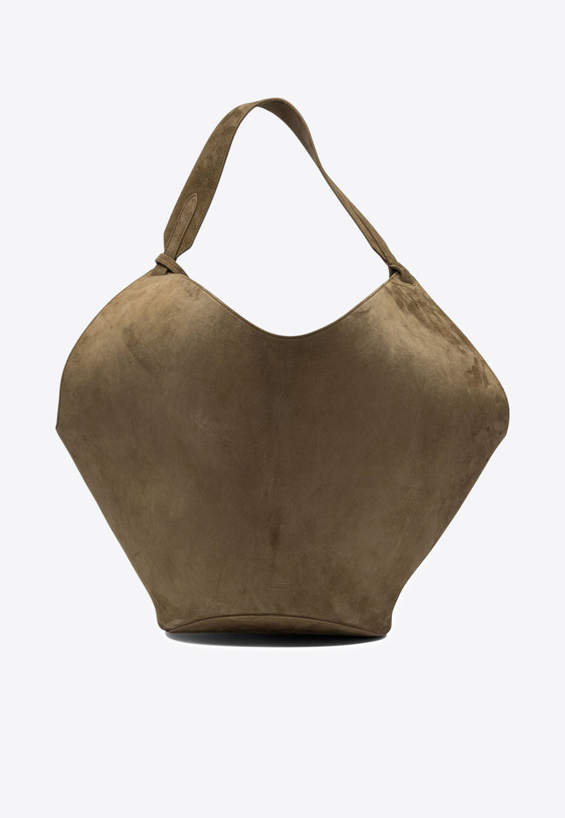 Khaite Medium Lotus Suede Tote Bag Beige H2037-726737_80385
