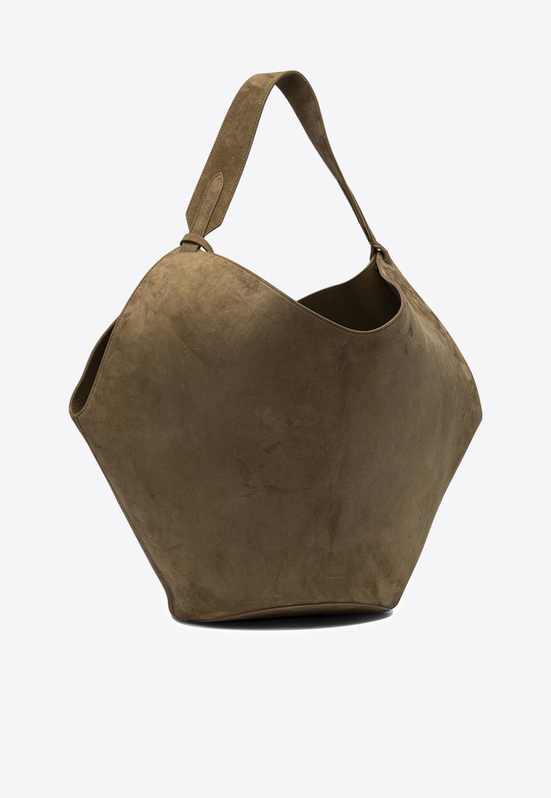Khaite Medium Lotus Suede Tote Bag Beige H2037-726737_80385
