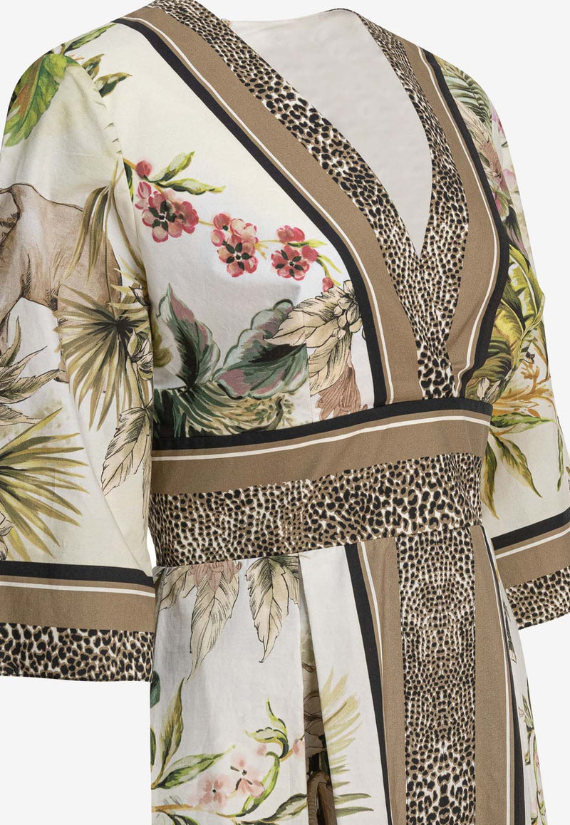 Elie Saab Savannah Print V-neck Maxi Dress Multicolor D0716PS25PO013FOULARD_80415