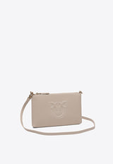 PINKO Embossed Logo Leather Crossbody Bag Beige 104277A2ANC50Q_80422