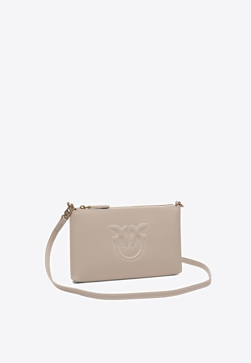 PINKO Embossed Logo Leather Crossbody Bag Beige 104277A2ANC50Q_80422
